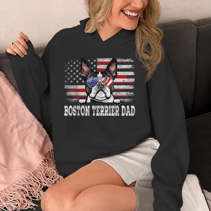 Vintage Boston Terrier Dad American Flag Father's Day Unisex Hoodie, Couple Gifts, Boston Terrier Dad Gifts, American Boston Terrier Gifts, funny design
