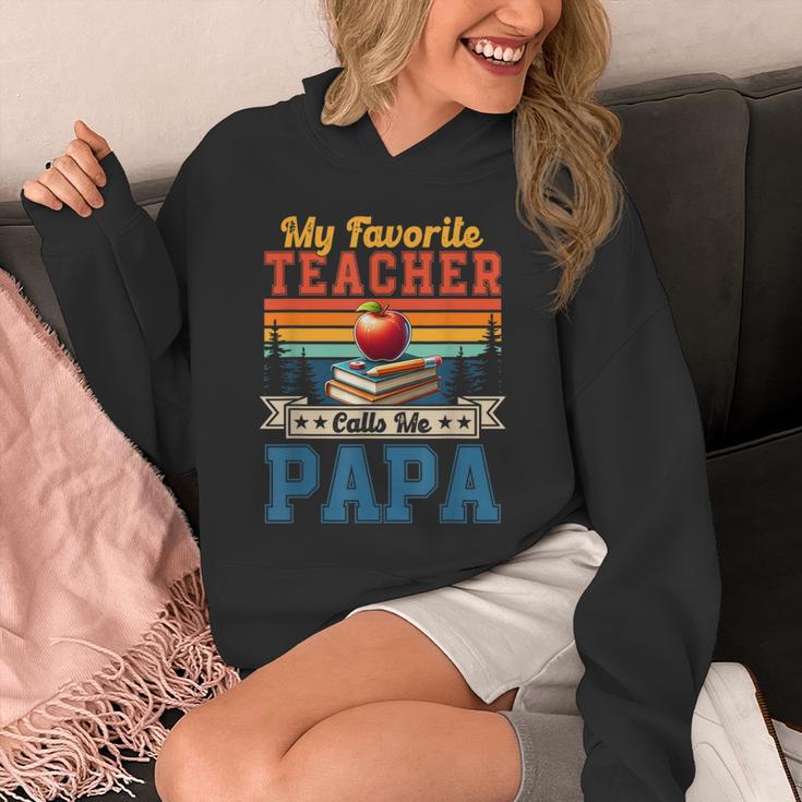 Vintage Retro My Favorite Teacher Calls Me Papa Father's Day Unisex Hoodie, funny design
