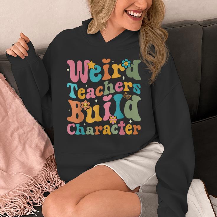 Vintage Teacher Sayings Weird Teachers Build Character For Men Women Unisex Hoodie, funny design