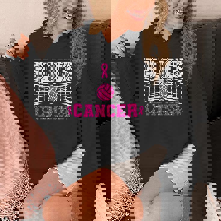 Volleyball Breast Cancer Awareness Block Out Cancer Pink Hoodie
