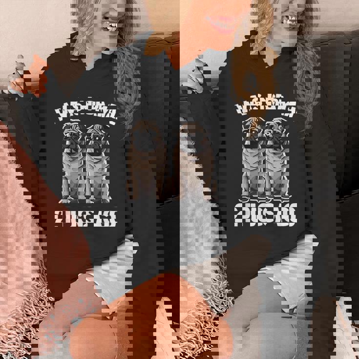 I Was Normal 2 Pugs Ago 面白い犬のパグオーナーパグ愛好家パグ パーカー