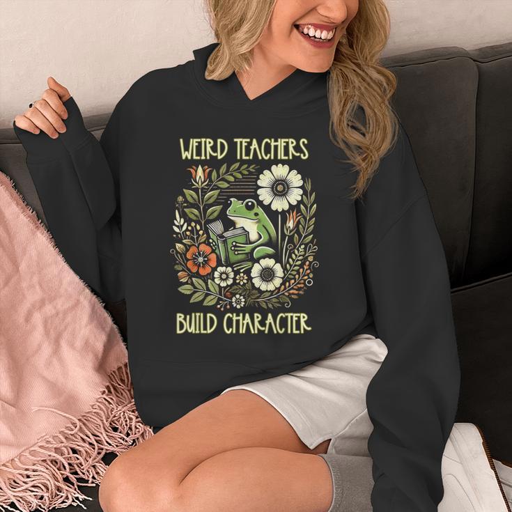 Weird Teachers Build Character Frog Reading Book Librarian Unisex Hoodie, funny design Weird Teachers Build Character Frog Reading Book Librarian Unisex Hoodie, funny design