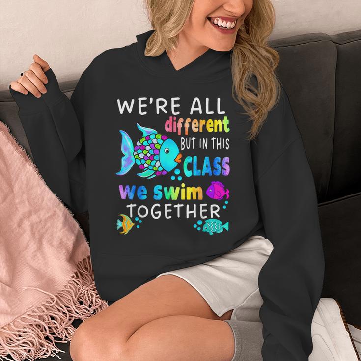 We'Re All Different But We Swim Together Elementary Teacher Unisex Hoodie, funny design