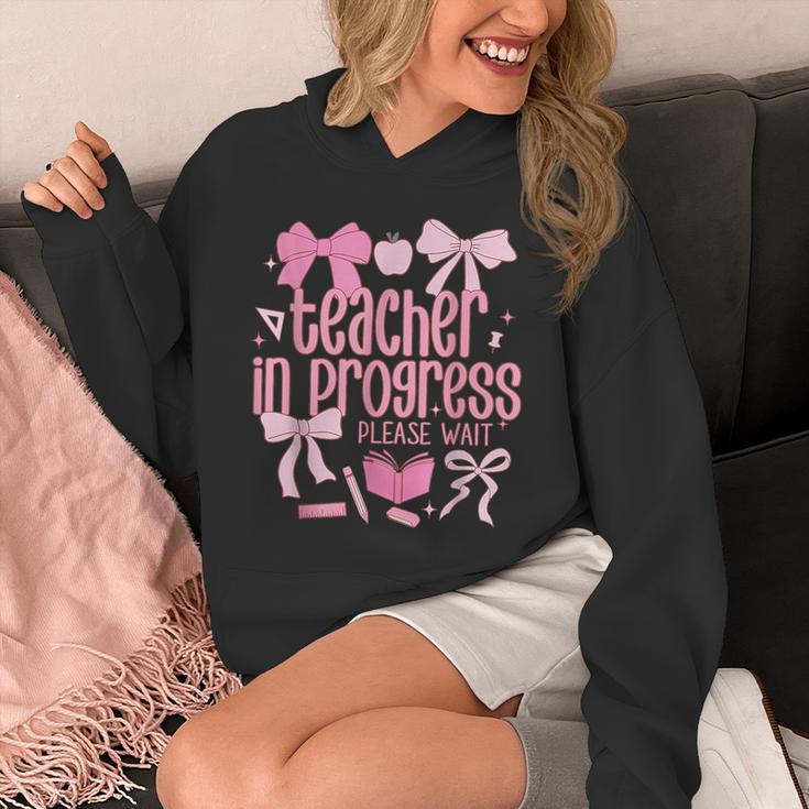 Women Teacher In Progress Coquette Pink Bow Future Teacher Unisex Hoodie, Future Teacher Gifts, funny design