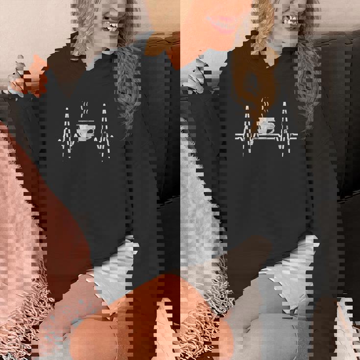 おもしろいハートビート コーヒーシャツ コーヒーカップ周波数 パーカー