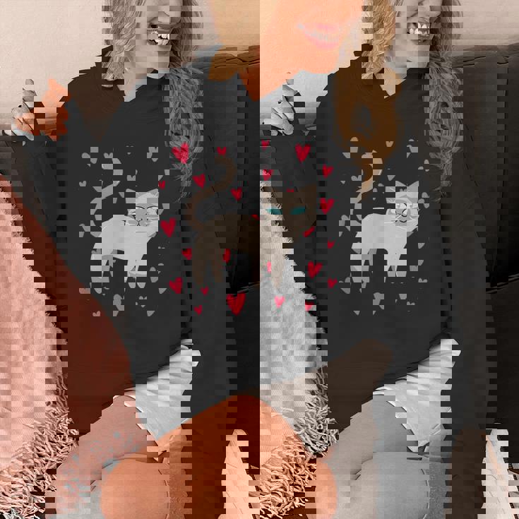 かわいいシャム猫プリント パーカー