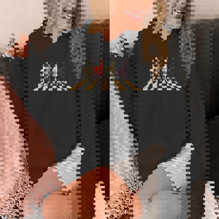 アビーストリートロードを横断する面白いラマアルパカ パーカー