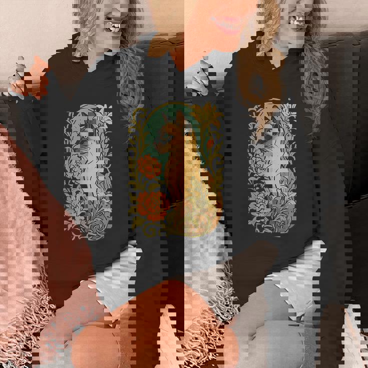 エレガントなガーデンフローラルに囲まれたヴィンテージシャム猫 パーカー