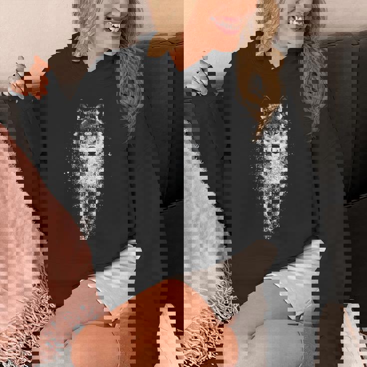 オオカミ 動物 モチーフ イラスト オオカミ 長袖tシャツ パーカー