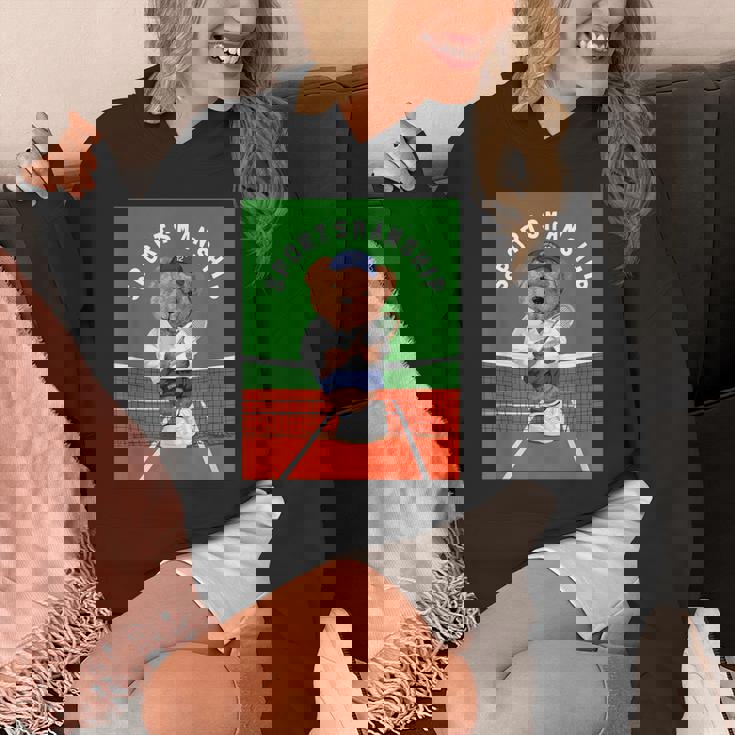 クールなテディベア テニス イラスト グラフィックデザイン パーカー