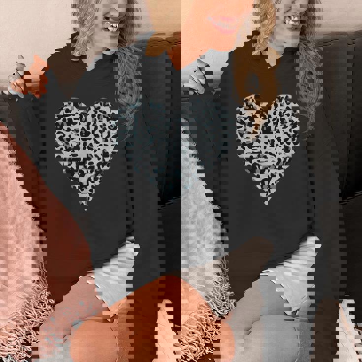 グレーとブラック ヒョウ柄 アニマルプリント ハート パーカー