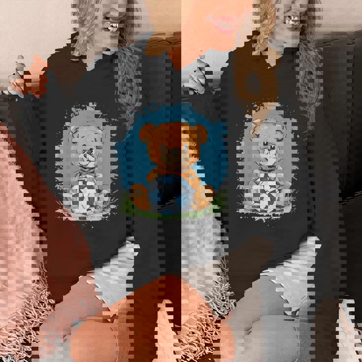 サッカーボール付きのかわいいテディベア パーカー