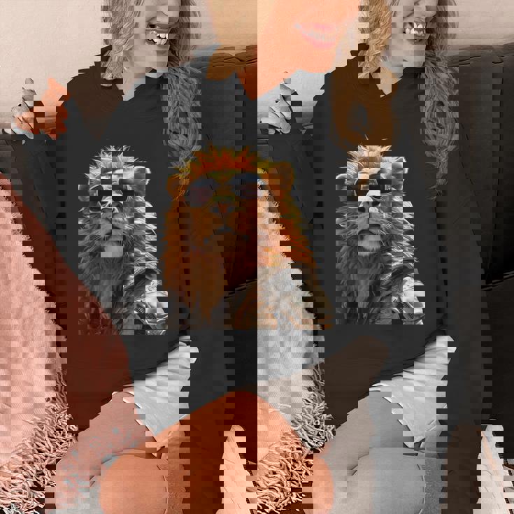 サングラスをかけたライオン 動物大好きライオン かわいいライオン パーカー