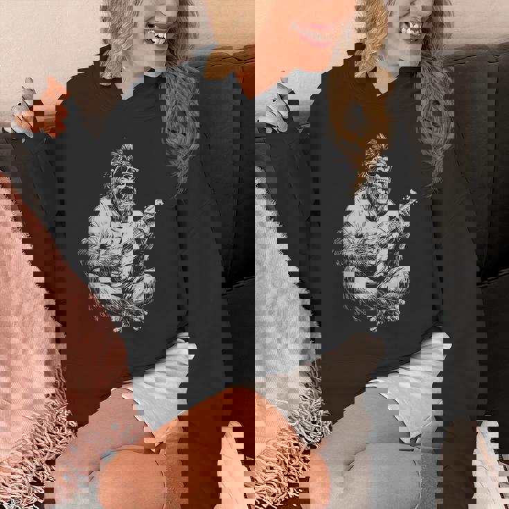 サングラス付きかわいいゴリラ ギタープレーヤー 面白いギタリスト パーカー