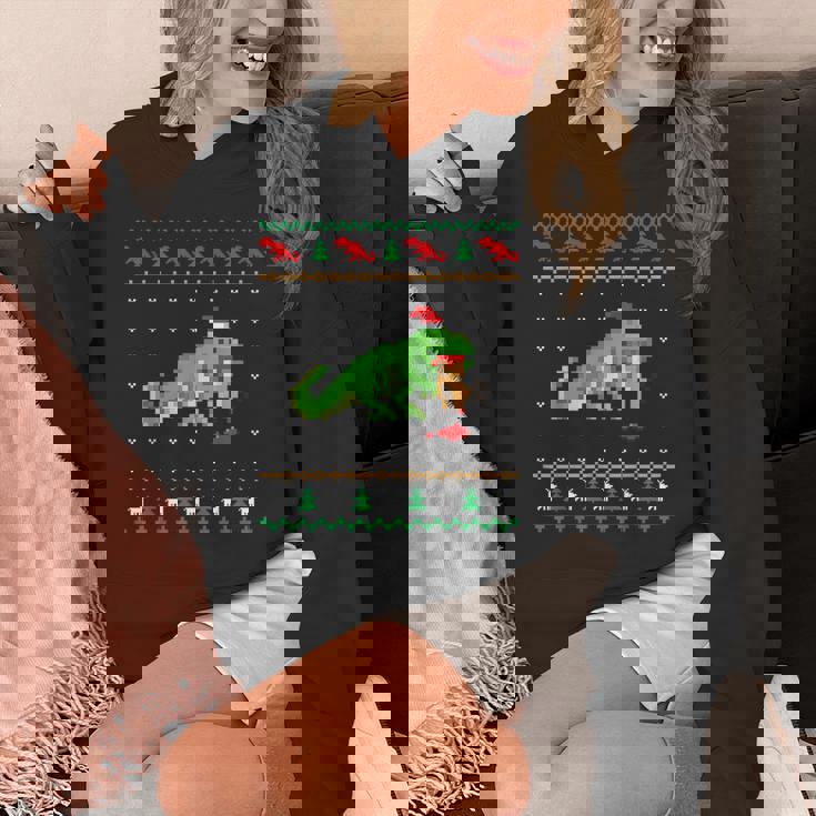 サンタ T-Rex 食べるトナカイ恐竜 アグリークリスマスセーター パーカー