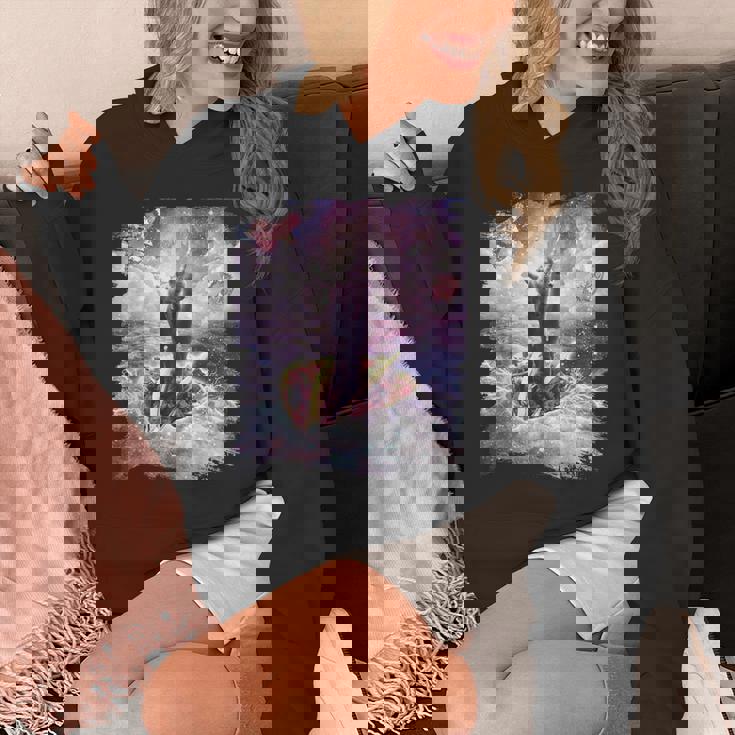 スペースキャットライディングアルパカユニコーン-ピザ＆タコス パーカー