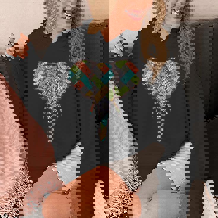 ゾウ I ワイルドライフ I カラフルなゾウ パーカー