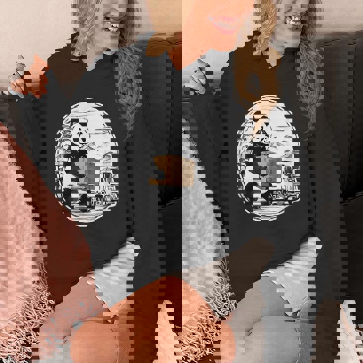 トラック運転手 パンダ 運送業 水墨画 和風 おもしろ 動物 パーカー