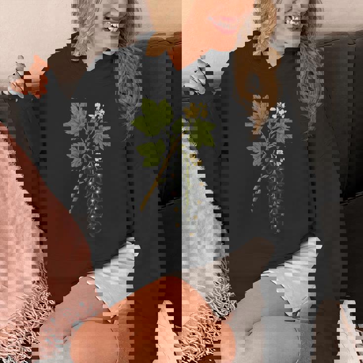 ビンテージボタニカルブラックカラント自然アートプリント パーカー