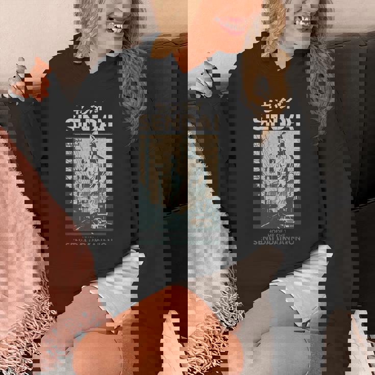 ビンテージ仙台大観音日本観光ポスター 長袖tシャツ パーカー