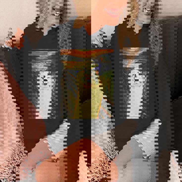 ポメラニアン 面白いtシャツ 犬 ムンクの叫び かわいい メンズ 子供 おもしろ 服 グッズ ネタ わんこ パーカー