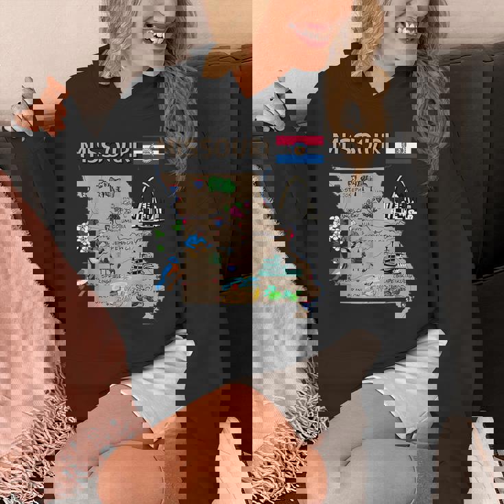 ミズーリ州のランドマーク、主要都市、道路、旗の地図 パーカー