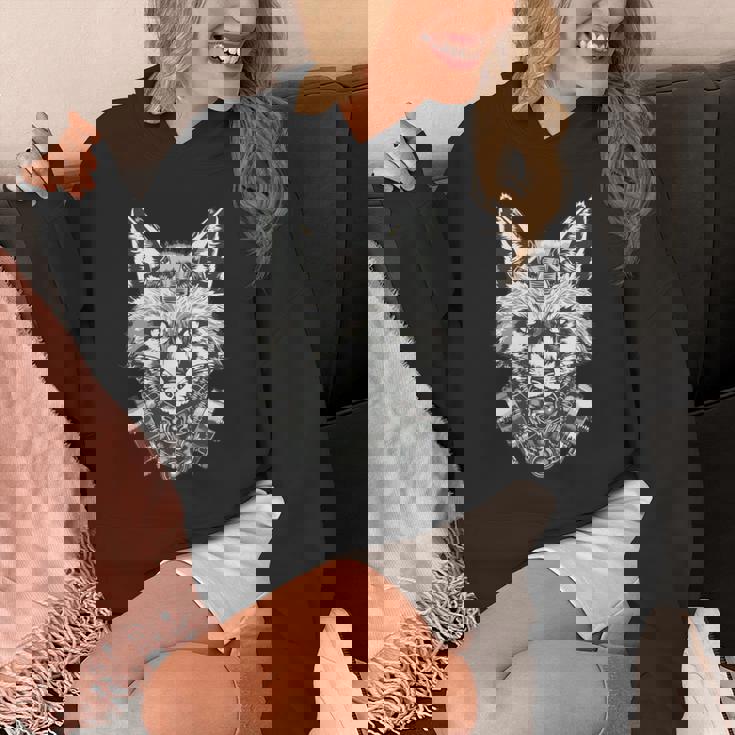 メカニカルきつね 近未来デザイン 長袖tシャツ パーカー