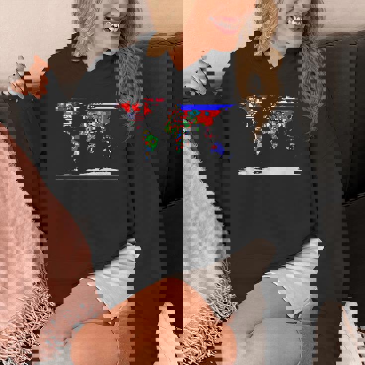 世界地図と世界の国の旗 パーカー