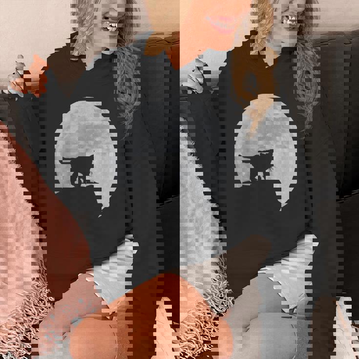 月と猫のシルエット ソマリ猫 パーカー