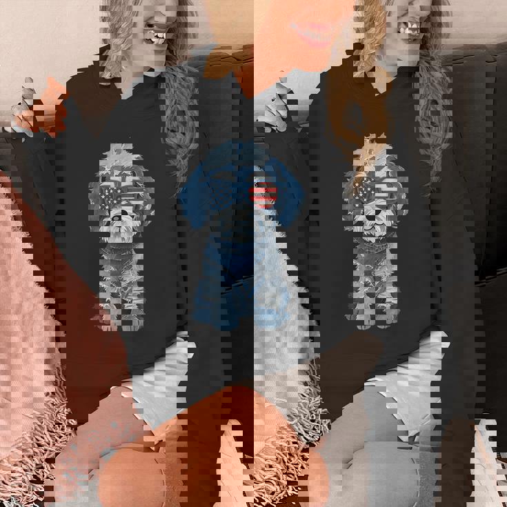 犬 柄 デニム パッチワーク アート パーカー