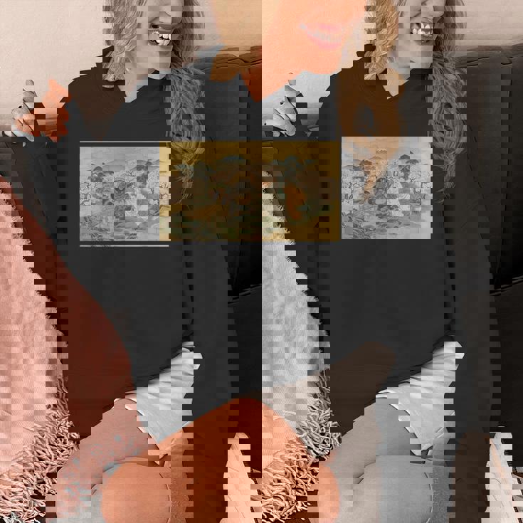 狸 狐 屏風絵 日本画 たぬき きつね パーカー