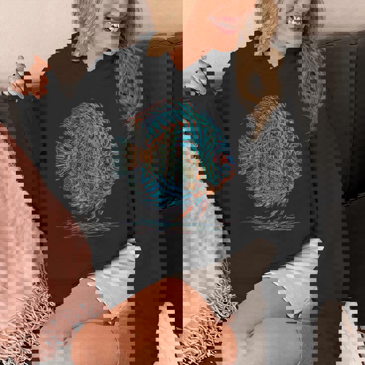 青 円盤魚 アクアリウム フィッシュキーパー パーカー