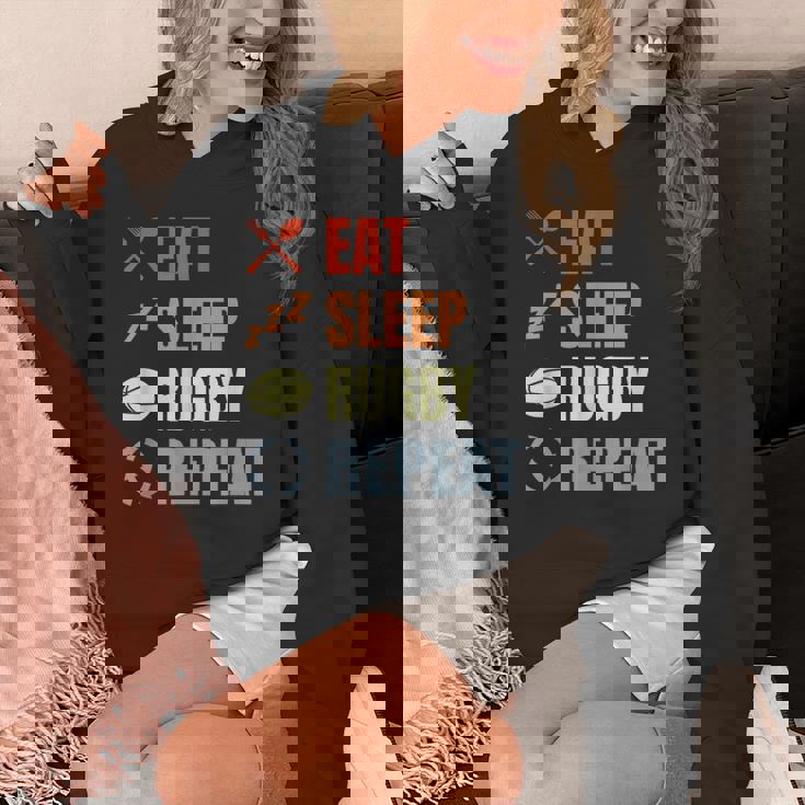 食べる寝るラグビーリピートラグビーコーチチームスポーツ パーカー