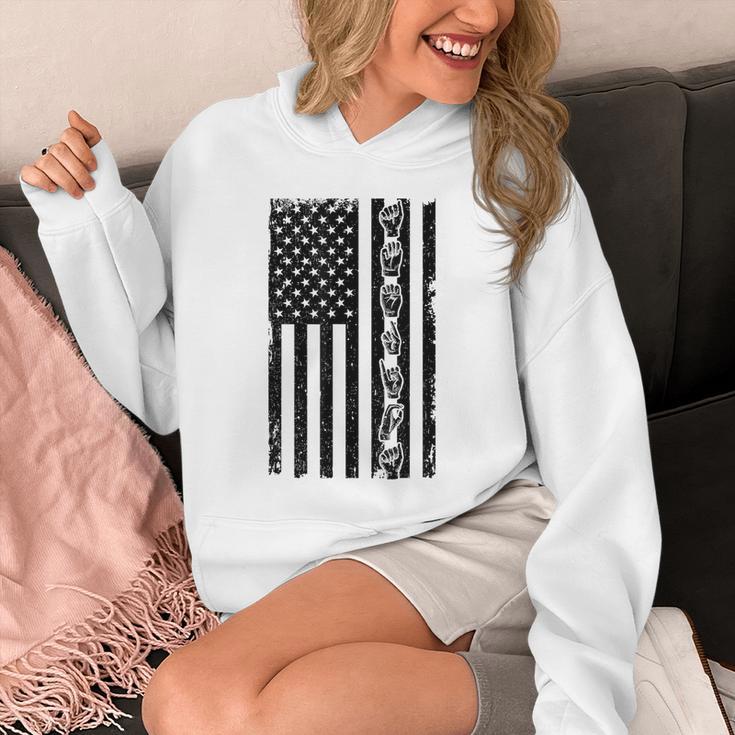ASL Flag Sign Language Deaf ASL Teacher For Men Women Unisex Hoodie, funny design