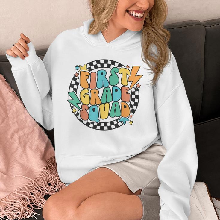 Back To School Groovy Teacher 1st First Grade Crew Squad Unisex Hoodie, Groovy Teacher Gifts, First Grade Teacher Gifts, funny design Back To School Groovy Teacher 1st First Grade Crew Squad Unisex Hoodie, Groovy Teacher Gifts, First Grade Teacher Gifts, funny design