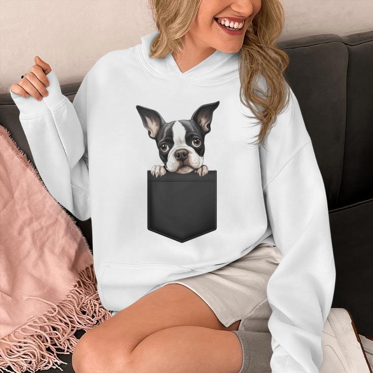 Boston Terrier Dog Puppy Dog In Pocket Cute Pet Lover Unisex Hoodie, funny design