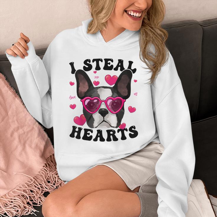 Boston Terrier Heart Glasses Girls Bostie Valentines Day Unisex Hoodie, funny design