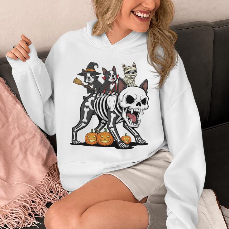 Boston Terrier Skeleton Mummy Witch Halloween Unisex Hoodie, Boston Terrier Halloween Gifts, funny design