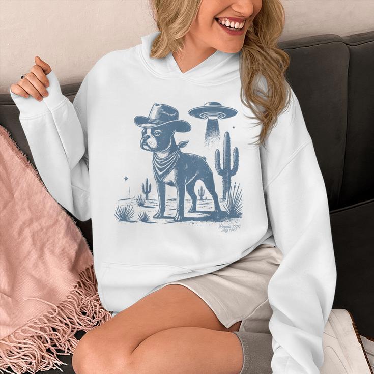 Boston Terrier UFO Cowboy Dog Dog Mom Dog Dad Alien Dog Unisex Hoodie, Couple Gifts, Mom Gifts, Boston Terrier Dad Gifts, Boston Terrier Mom Gifts, funny design