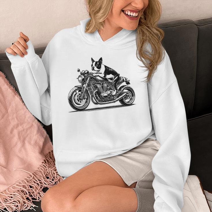 Cool Boston Terrier Riding a Motorcycle Biker Dog Lover For Men Women Kids Unisex Hoodie, Boston Terrier Riding Gifts, funny design