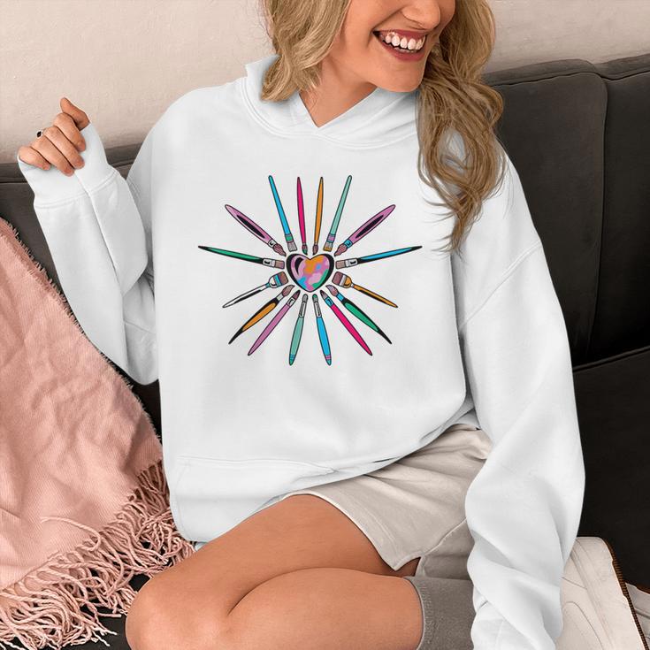 Cool Brush Heart Shape Art Teacher Paint For Artist Painter Unisex Hoodie, funny design
