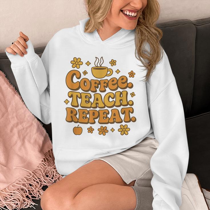 Groovy Coffee Teach Repeat Retro Teacher Unisex Hoodie, Groovy Teacher Gifts, funny design Groovy Coffee Teach Repeat Retro Teacher Unisex Hoodie, Groovy Teacher Gifts, funny design