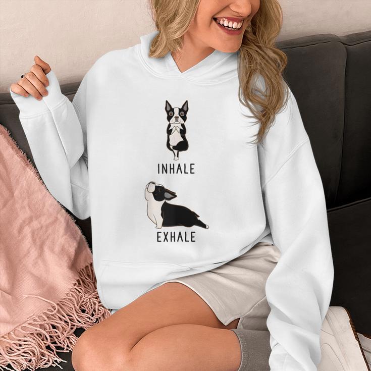 Inhale Exhale Yoga Boston Terrier Tshirt Unisex Hoodie, funny design