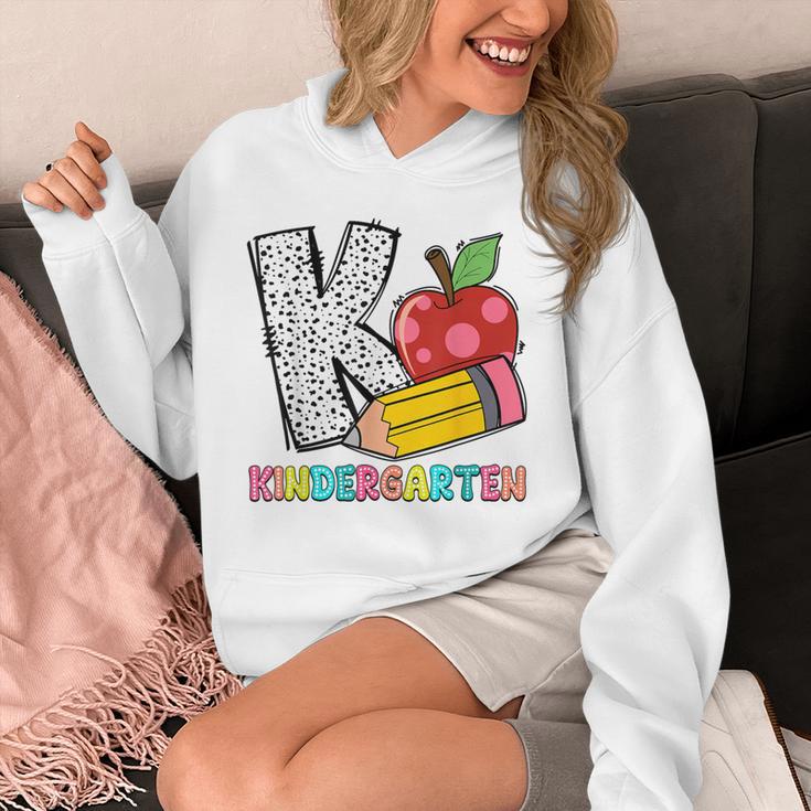 K Is For Kindergarten Teacher Pencil Apple Back To School Unisex Hoodie, funny design K Is For Kindergarten Teacher Pencil Apple Back To School Unisex Hoodie, funny design