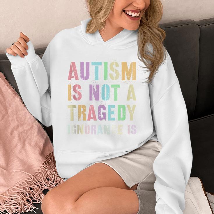 Kids AUTISM IS NOT A TRAGEDY IGNORANCE IS Proud Teacher Crew Unisex Hoodie, funny design