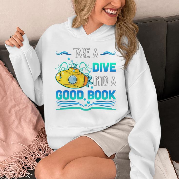Librarian Teacher Dive Into A Good Book Reading Premium Tri-Blend Unisex Hoodie, funny design