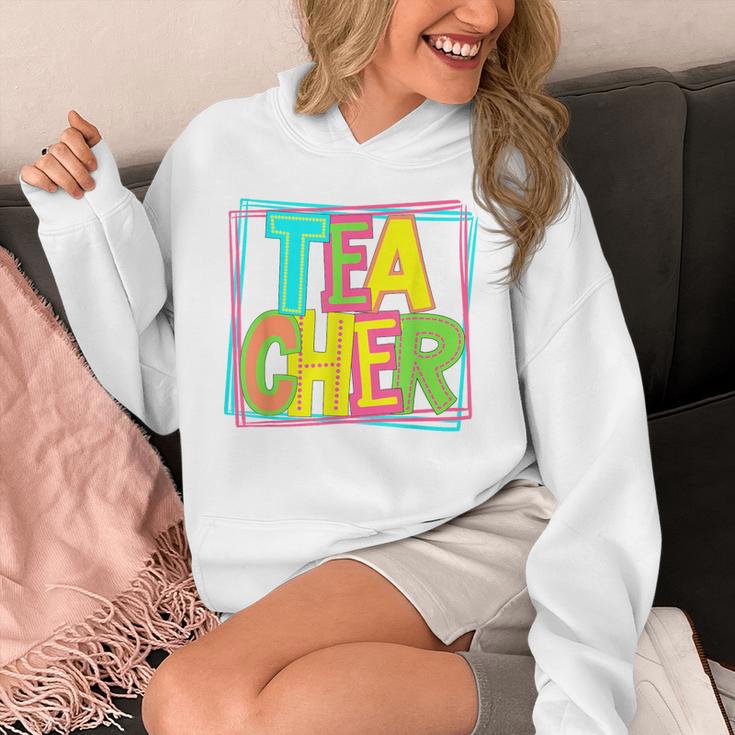 Neon Retro Teacher Cute Teacher Team New Teacher Back To Sch Unisex Hoodie, funny design