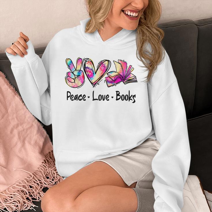 Peace Love Books Librarian Teacher Life Book Library Tie Dye Unisex Hoodie, funny design