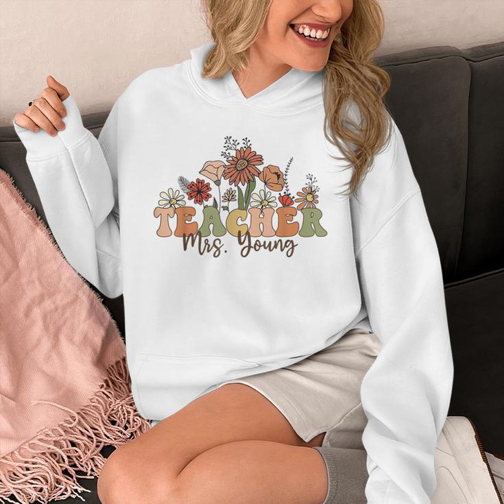Personalized Name Teacher Mrs Young Back To School Custom Unisex Hoodie, funny design