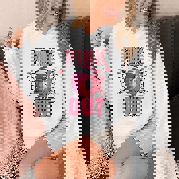 Pink Out Volleyball Breast Cancer Awareness Ribbon Volley Hoodie